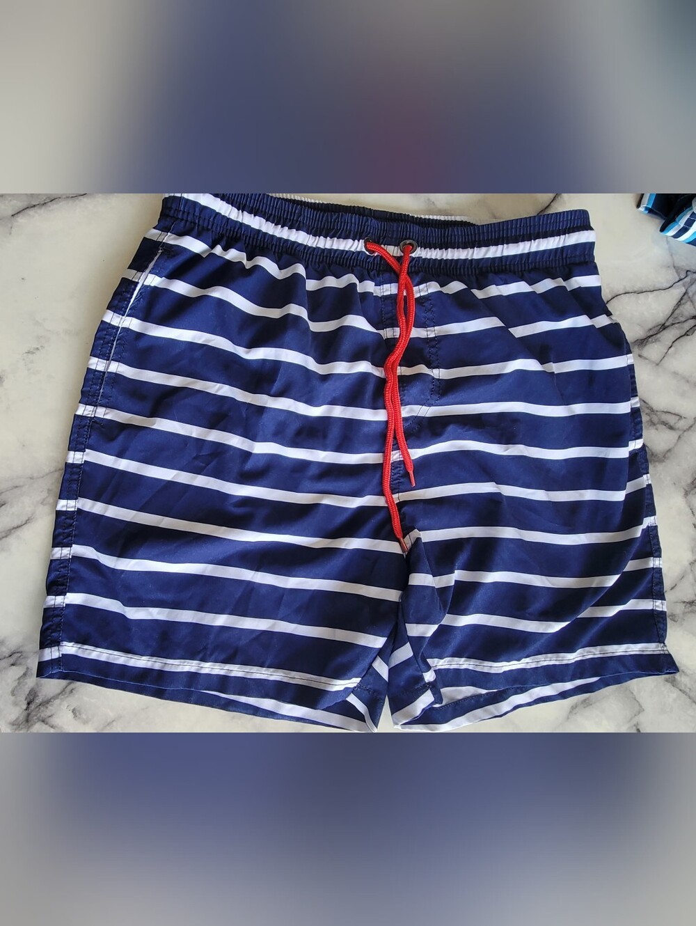 Swimwear Striped Boardshorts Navy Blue Size M (USA)